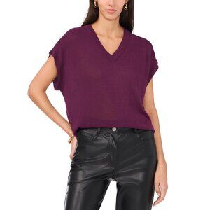Vince Camuto Women's V-Neck Short-Sleeve Sweater Purple Size XL MSRP $89